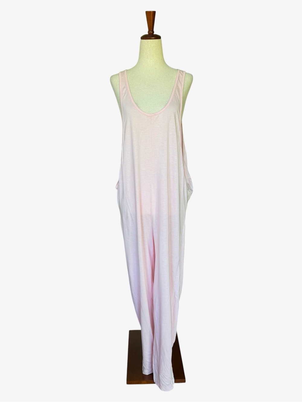 Vintage 80s Benetton Light Pink Cotton Sleeveless Open Side Women's Jumpsuit XS